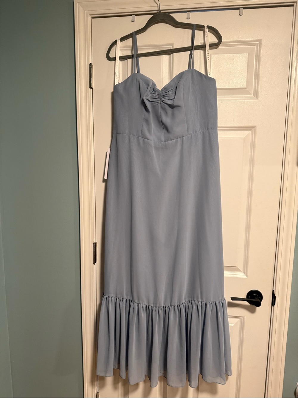 Azazie Light Blue Dress with Ruffle Hem